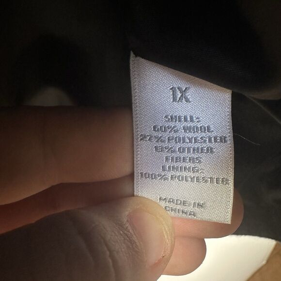 Fashion Bug Women’s 1X Peacoat Jacket Gray Wool Blend Double Breasted - Picture 10 of 12